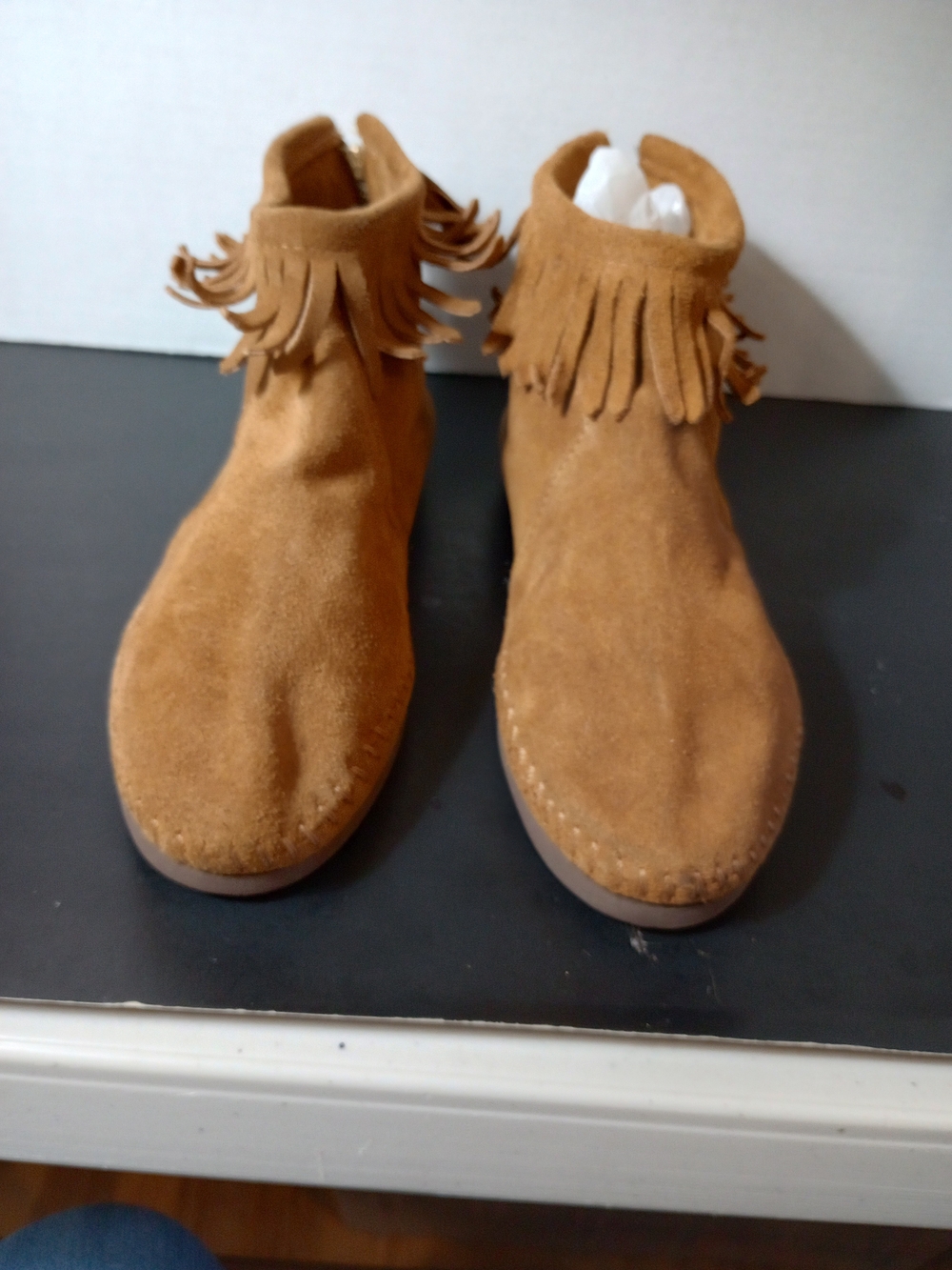 Women's Size 7 Tassel Fringe Ankle Boots - Tan